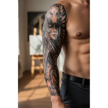 Zurafa Shop Kurt ve Kız Figürlü 12 Saat Sonra Kararan Geçici Kol Dövme Tattoo