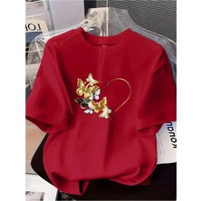 Luliana 1.kalite Baskılı Oversize T-Shirt Günlük Tişört Trend Moda ve Modern Stil Styel %100 Organik Pamuk Relaxed