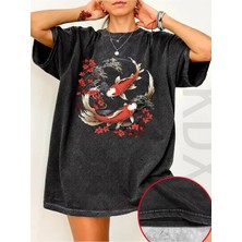 Luliana Baskılı Premium Kalite Yıkama Sokak Stili Oversize T-Shirt