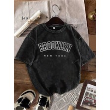 Luliana Baskılı Premium Kalite Yıkama Sokak Stili Oversize T-Shirt