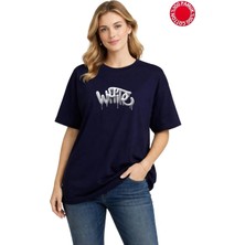Luliana 1.kalite Baskılı Oversize T-Shirt Günlük Tişört Trend Moda ve Modern Stil Styel %100 Organik Pamuk Relaxed