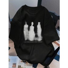 Luliana 1.kalite Baskılı Oversize T-Shirt Günlük Tişört Trend Moda ve Modern Stil Styel %100 Organik Pamuk Relaxed