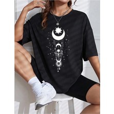 Luliana 1.kalite Baskılı Oversize T-Shirt Günlük Tişört Trend Moda ve Modern Stil Styel %100 Organik Pamuk Relaxed