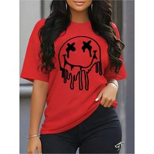 Luliana 1.kalite Baskılı Oversize T-Shirt Günlük Tişört Trend Moda ve Modern Stil Styel %100 Organik Pamuk Relaxed