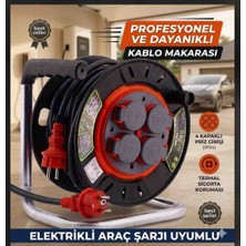 Srcelektronik Araç Şarjı Uyumlu 3X4MM (Hes Veya Öznur Kablolu) Makara Sarim IP54 Uyumlu (Halojen Fre Erkek Fişli) Uzatma