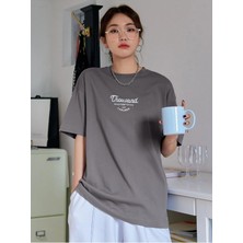 Luliana 1.kalite Baskılı Oversize T-Shirt Günlük Tişört Trend Moda ve Modern Stil Styel %100 Organik Pamuk Relaxed