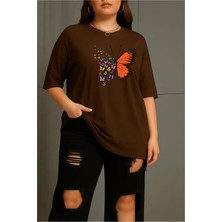 Luliana 1.kalite Baskılı Oversize T-Shirt Günlük Tişört Trend Moda ve Modern Stil Styel %100 Organik Pamuk Relaxed