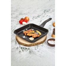 Polochef Iron Döküm Granit Kare Izgara Tava 28 cm Siyah