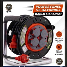 Srcelektronik Hes Veya Ünal Kablolu 3x1.5 mm Tam Bakır Makaralı (IP54) - Halojen Free Erkek Fişli Uzatma