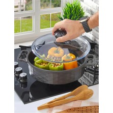 Polochef Crystal Döküm Granit Basık Tencere Yapışmaz Taban Pilav, Karnıyarık Tenceresi, 26 cm