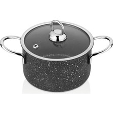 Polochef Hilal Granit Mini Tencere 16 cm Kapaklı Siyah Indüksiyonlu