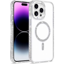 Adige Iphone 14 Pro Max Kılıf Tera Taşlı Magsafe Kablosuz Şarj Özellikli