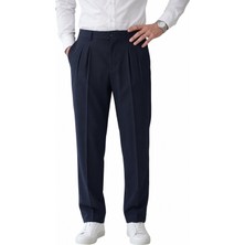 Rizzup Lacivert Baggy Fit Pileli Kumaş Pantolon – Likralı, Beli Lastikli Rahat Kesim Erkek Pantolon 2600920