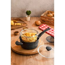 Polochef Cheflon Granit Patates,sosis,cips Kızartma Tencere Tavası Fritöz Telli 20 cm Kapaklı