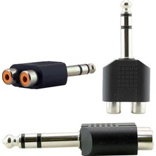 Powermaster 6.3 mm Stereo Erkek - 2 Rca Dişi Çevirici Jack
