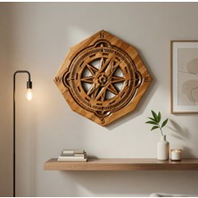 Bedesten Pazar Kayın Masif Üzeri Pusula Motifi 60 cm