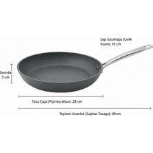 Polochef Megatron Granit Kızartma Balık,sote,et,kızartma Tavası 28 cm Çelik Saplı