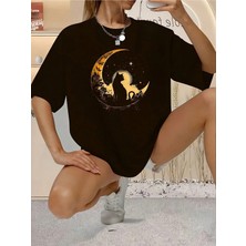 Luliana 1.kalite Baskılı Oversize T-Shirt Günlük Tişört Trend Moda ve Modern Stil Styel %100 Organik Pamuk Relaxed