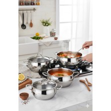 Polochef Pro Line 18/10 Paslanmaz Çelik Tencere Seti Kapaklı 6 Parça Silver (16-18-20 Cm)
