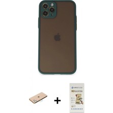 Pileli Store Pilelistore™ iPhone 11 Pro Kılıf Ahenk Çizgi Serisi - Siyah Mat Seramik Nano Ekran Koruyucu + Renkli Kamera Lens Koruma Cam - Mı