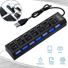 7 Portlu USB 2.0 Çoklayıcı - Ayrı Açma/kapama Anahtarlı ve LED Göstergeli