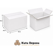 Kutu Deposu 40X60X40 cm Dayanıklı Çeyiz Taşıma Kolisi-Beyaz (10 Adet)