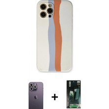 Pileli Store Pilelistore™ iPhone 12 Pro Max Kılıf Yadigar Çizgi - Şeffaf 360 Full Body Arka Koruyucu + Neon Fosforlu Kamera Lens - Bz