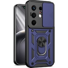 Zenith Works Tecno Camon 50 Kılıf Magnetik Standlı Kamera Korumalı Znth Sürgülü Vega Kapak - Mavi