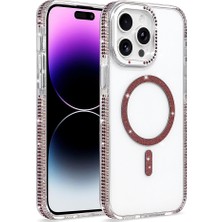Adige Iphone 14 Pro Max Kılıf Tera Taşlı Magsafe Kablosuz Şarj Özellikli