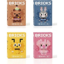 Sepexa Bricks 4'lü Mini Blok Oyuncak Seti - Sevimli Hayvanlar Serisi (Kapibala, Tavşan, Köpek, Pembe Koala) Mikro Blok Seti