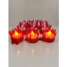 TELEVİ 12 Adet Kırmızı LED Kına El Mumu – Pilli Işıklı Tealight Mum, Kına Gecesi ve Düğün Aksesuarı