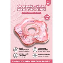 Upstyle Bebek Yüzme Simidi Süngerli Tavşan Temalı Emniyet Kilitli Tutmalı 0-12 Ay Pembe Deniz Havuz Simidi