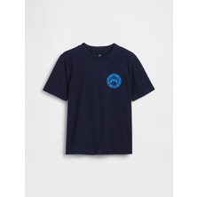Gap Erkek Çocuk Lacivert Grafik Baskılı T-Shirt