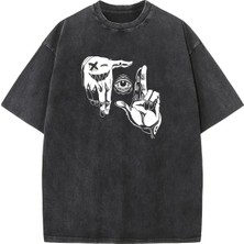 Luliana Baskılı Premium Kalite Yıkama Sokak Stili Oversize T-Shirt