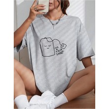 Luliana Baskılı Premium Kalite Yıkama Sokak Stili Oversize T-Shirt