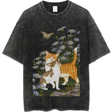 Luliana Baskılı Premium Kalite Yıkama Sokak Stili Oversize T-Shirt