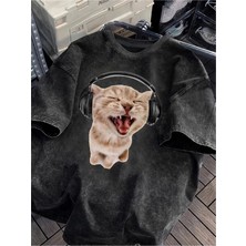 Luliana Baskılı Premium Kalite Yıkama Sokak Stili Oversize T-Shirt