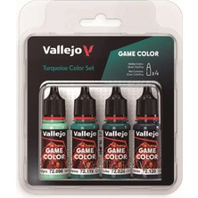 Vallejo 72390 4X18 Ml. Turquoise Color, Game Color Serisi Model Boyası Seti