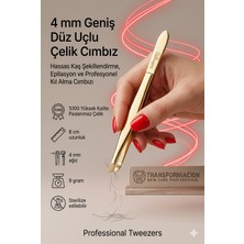 Transformacion 4 mm Geniş Düz Uçlu Çelik Cımbız - Hassas Kaş Şekillendirme, Epilasyon ve Profesyonel Kıl Alma Cımbızı Solingen Professional 721184