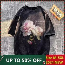 Luliana Baskılı Premium Kalite Yıkama Sokak Stili Oversize T-Shirt
