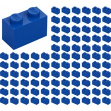 LEGO Yedek Parçalar: Brick: Duvar Parçası: 100 Adet 1x2 Mavi 3004 - Parts: Brick: 100 Piece 1x2 Blue 3004