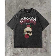 Luliana Baskılı Premium Kalite Yıkama Sokak Stili Oversize T-Shirt