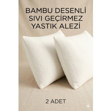 Suvay Bambu Desenli Sıvı Geçirmez Yastık Alezi 2 Adet Fermuarlı 50X70 cm Yastık Kılıfı