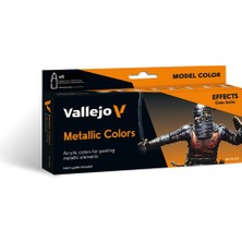 Vallejo 70118 8X18 Ml. Metallic Colors, Model Color Serisi Model Boyası Seti