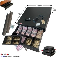 Saypos 5 Geniş Banknot Gözlü Açma Butonlu ve Montaj Askılı (Takım Halinde) Para Çekmecesi 40,5x42x11cm
