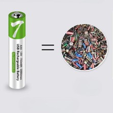 My Best Store Type-C Ile Şarjolabilen 4 Lü Aaa 1.5V Lityum Ince Şarjlı Kalem Pil 750 Mah Uzun Ömürlü
