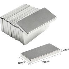 My Best Store 20×10×2 mm N35 Neodyum Mıknatıs – Köşeli, Nikel Kaplama (50’li Set)