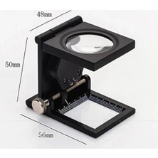 My Best Store -28X28 mm Katlanır Sayaçlı Metal Lüp, 2 LED Işıklı Büyüteç Tekstil TH9005A