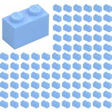 LEGO Yedek Parçalar: Brick: Duvar Parçası: 100 Adet 1x2 Parlak Mavi 3004 - Parts: Brick: 100 Piece 1x2 Bright Light Blue 3004