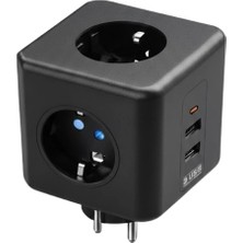 My Best Store Akım Korumalı Küp Priz 3 Priz Girişi ve 3 USB Şarj Özellikli